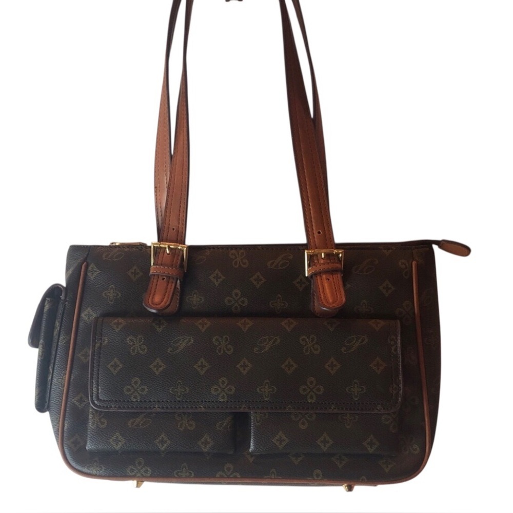 Vintage Brown Designer look Shoulder bag Handbag Purse Multipurpose organizer